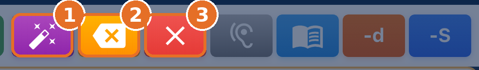 Toolbar with Clean Up, Backspace and Clear highlighted
