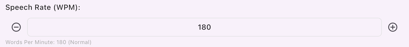 Speech Rate setting