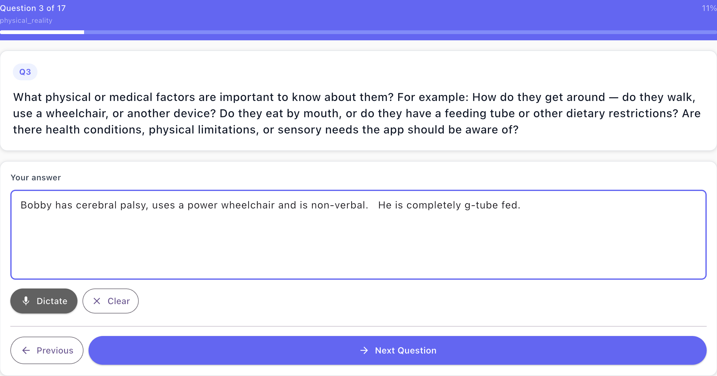 Question 3: physical or medical factors