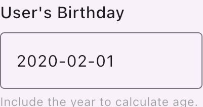 User’s Birthday field