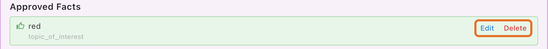 Approved fact with Edit and Delete