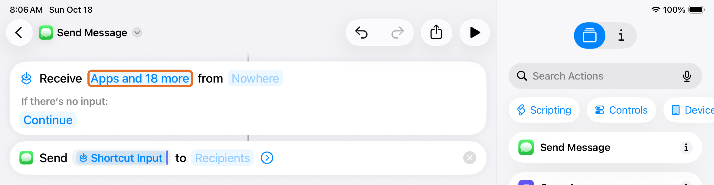 A Receive step added above Send Message
