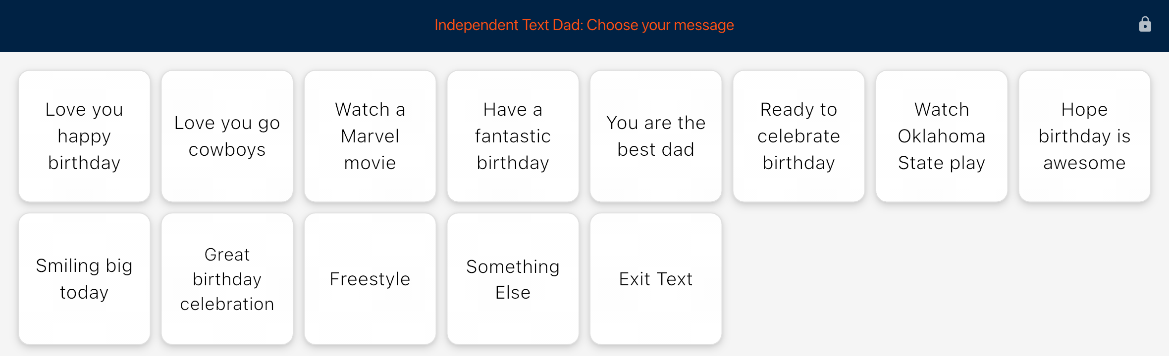 Reply options: Love you happy birthday and more
