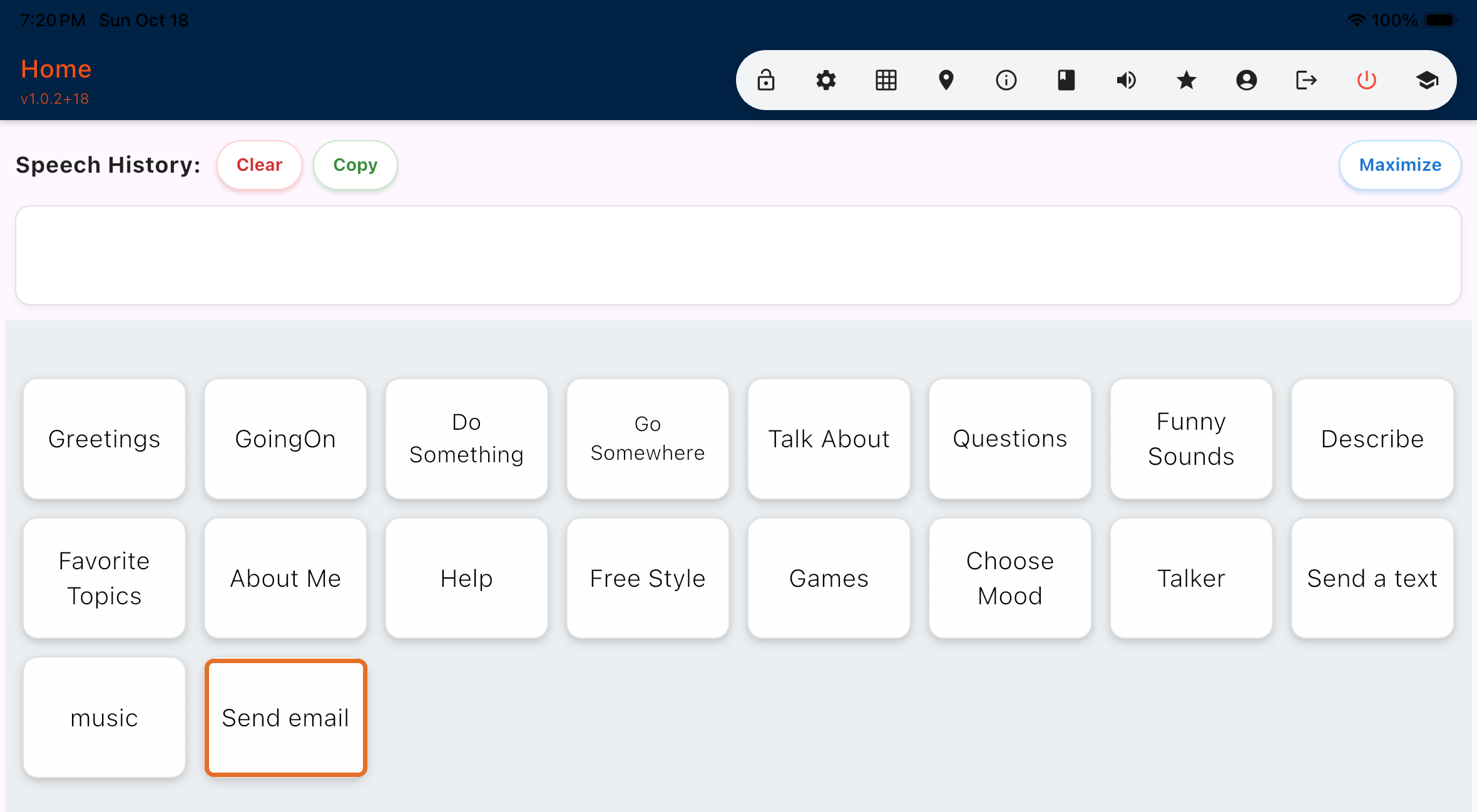 Home page with the Send email button highlighted