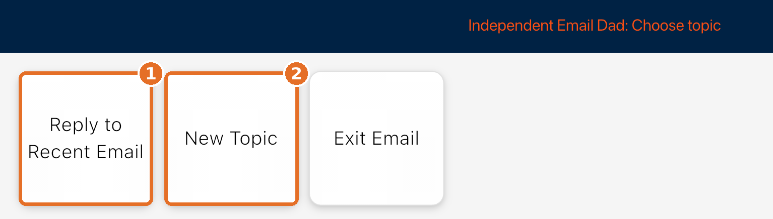 Choose topic: Reply to Recent Email, New Topic, Exit Email