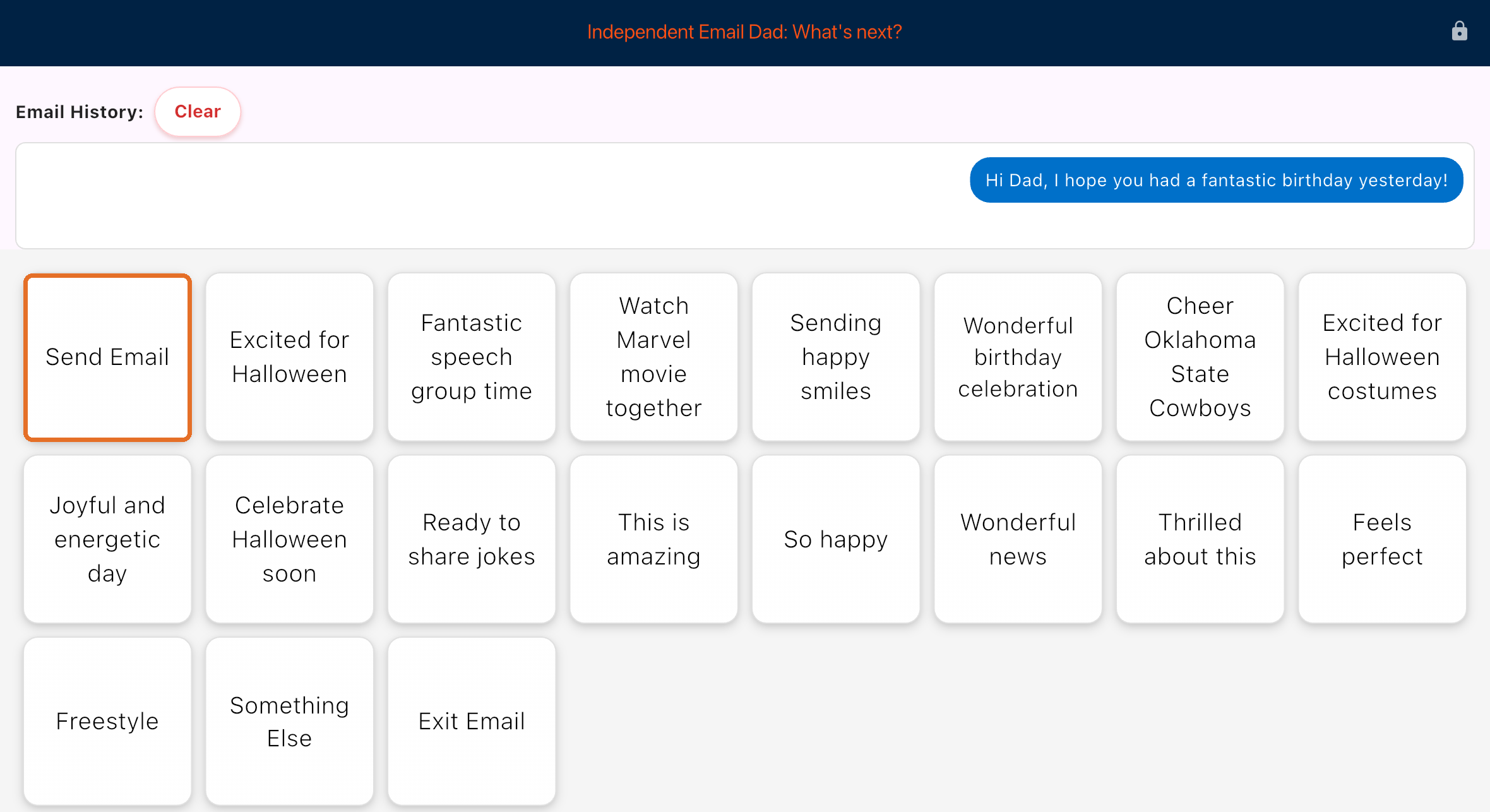Email History message with Send Email highlighted